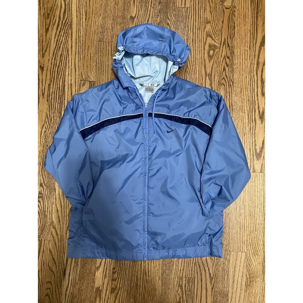 Vintage Nike Jacket Boys Medium 8-10 Blue 1990s Center Swoosh Y2K Windbreaker